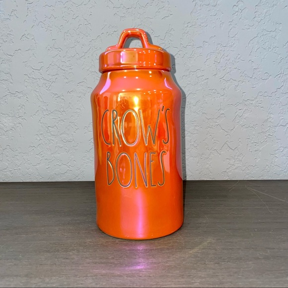 Rae Dunn Other - Rae Dunn CROW’S BONES Canister, Orange Luster